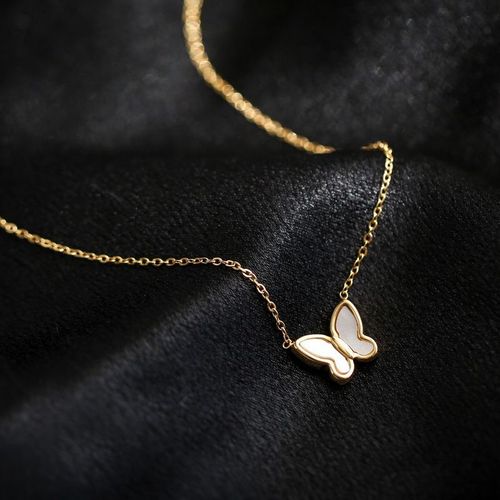 Bijoux Femme White Shell Butterfly Collier Clavicular Chain Women's Short Chain