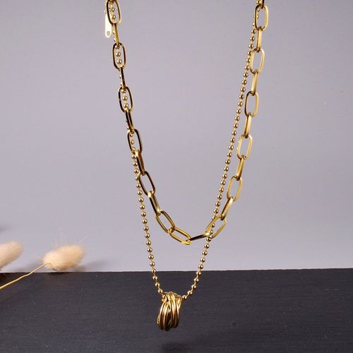 Bijoux Femme Accessoires De Collier À Double Couche En Verre À Chaîne Claviculaire