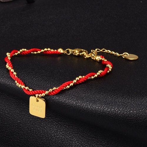 Bijoux Femme Perle Rouge Double Bracelet De Corde Rouge Petite Amie
