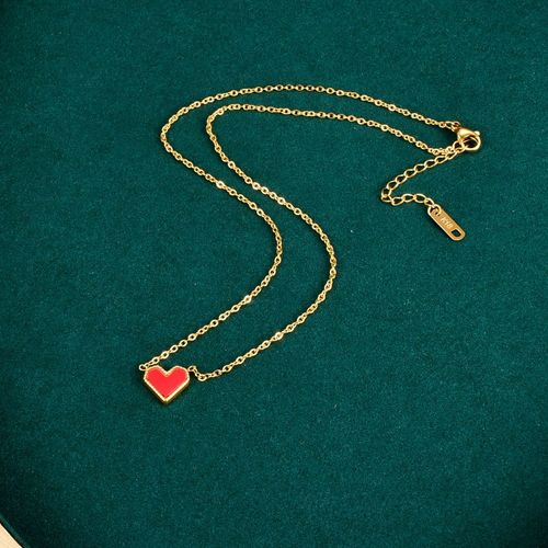 Bijoux Femme Collier De Chaîne En Émail Rouge De Luxe Léger