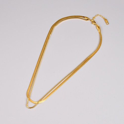 Bijoux Femme Double Chaîne D'os De Serpent Femelle Chaîne D'or Collier Claviculaire