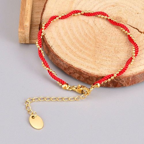 Bijoux Femme Bracelet Double Rose À Corde Rouge Bracelet Rouge Doré