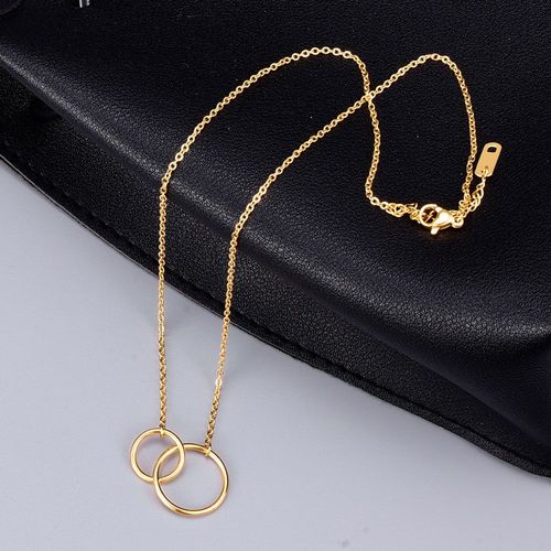 Bijoux Femme Grand Collier Rond Rose Or