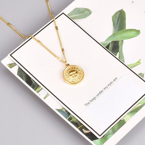 Bijoux Femme Golden Sun Face Collier Female Clavicular Chain