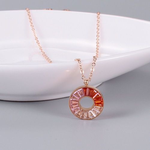 Bijoux Femme Rose Gold Diamond Round Collier Women's Ordinary Diamond Chain