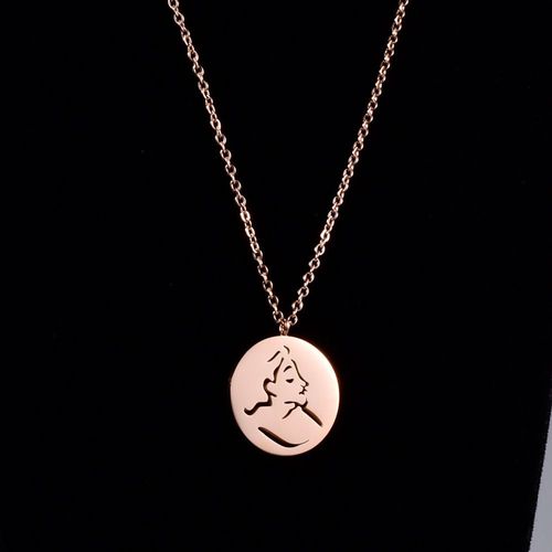 Bijoux Femme Rose Or Rond Pièce D'or Pendentif Collier Chaîne