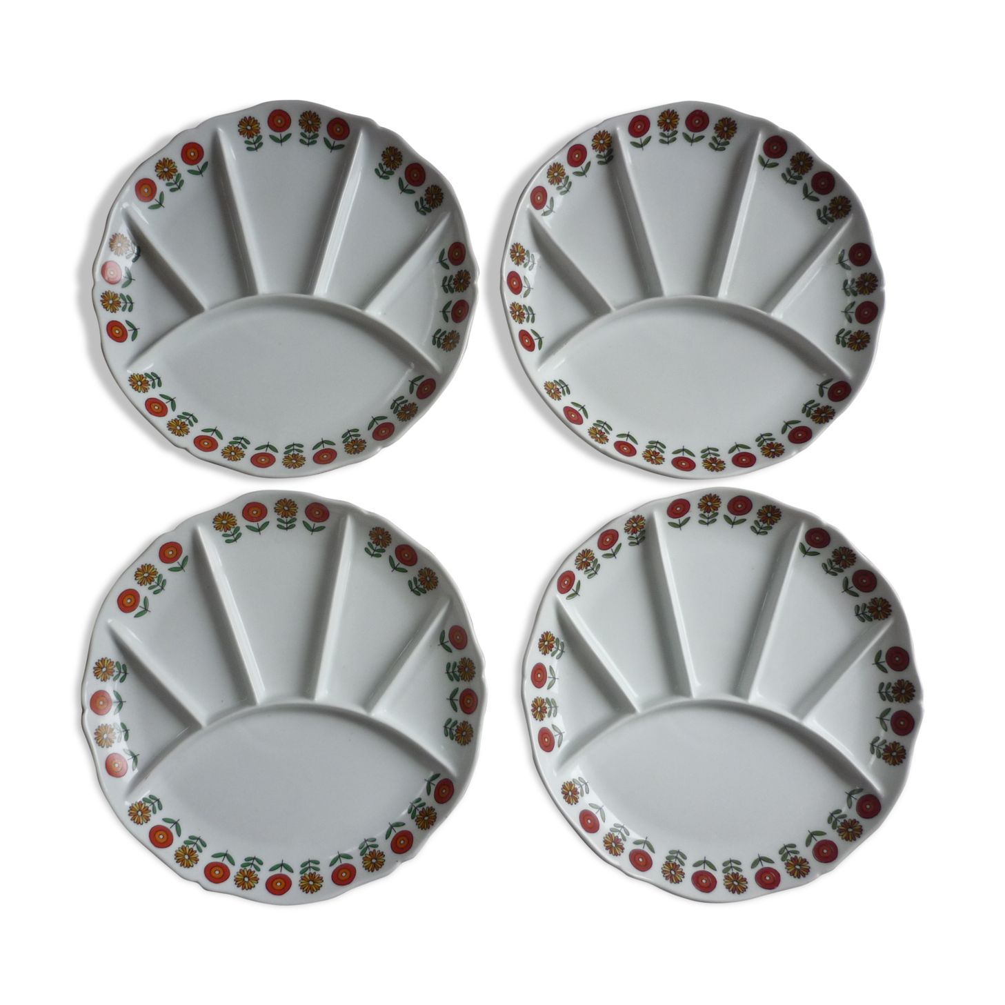 4 Assiettes Hors Daposoeuvre Porcelaine Du Berry Multicolore