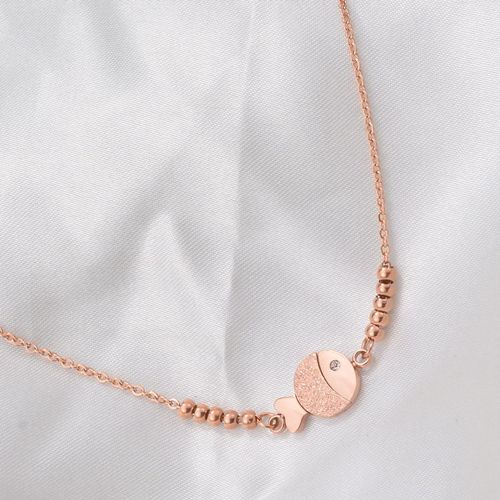 Bijoux Femme Collier De Poisson Poncé Plaqué Or Rose Pour Femmes Chaîne Courte Colorée Chaîne Osseuse Verrouillée En Or