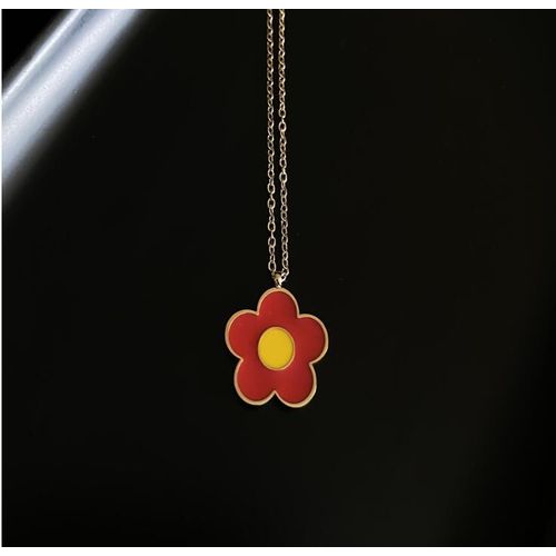 Bijoux Femme Voici Une Petite Fleur Rouge, Une Petite Marguerite, Un Collier En Émail, Des Boucles D'oreilles.