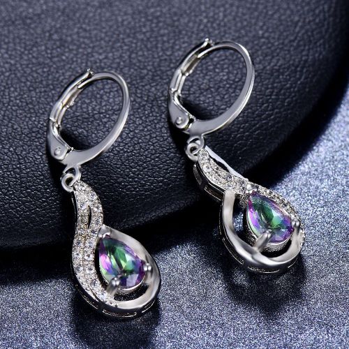 Boucles D'oreilles Tassel Femmes Sept Arcs - En - Ciel Topaze Diamants Boucles D'oreilles Clip Boucles D'oreilles