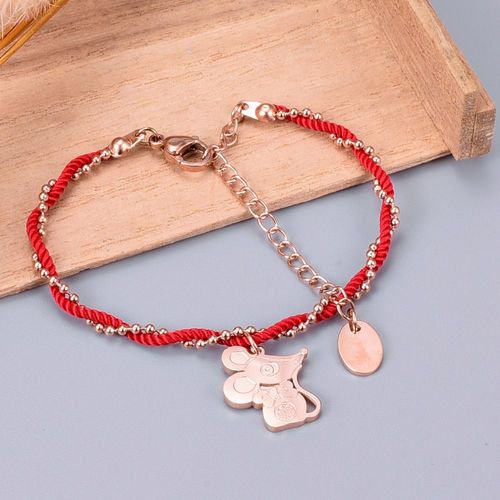 Bijoux Femme Bracelet À Corde Rouge Souris Zodiaque Femelle Souris À Corde À Main