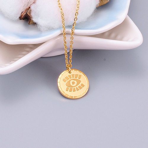 Bijoux Femme Nepal Grand Eye Round Gold Pièce Collier Clavicule Plaqué Or Rose
