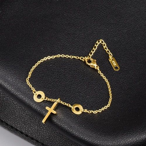 Bijoux Femme Bracelet En Or Simple Croix En Or Chaîne D'os De Serpent Féminin