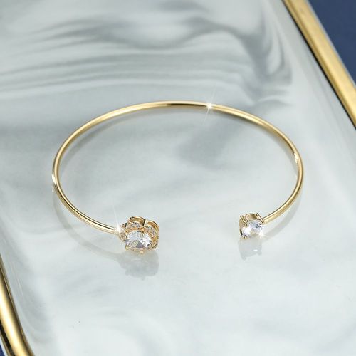 Bracelet En Diamant Blanc Doré Fleuri Bracelet En Diamant Miniature Plaqué Or Pour Femmes