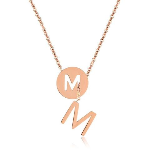 Lettre M Frange Plaquée Or Rose 18k Collier En Acier Inoxydable Chaîne De Clavicule Pour Femmes