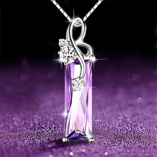 Collier En Diamant En Améthyste Géométrique Chaîne Claviculaire Féminine