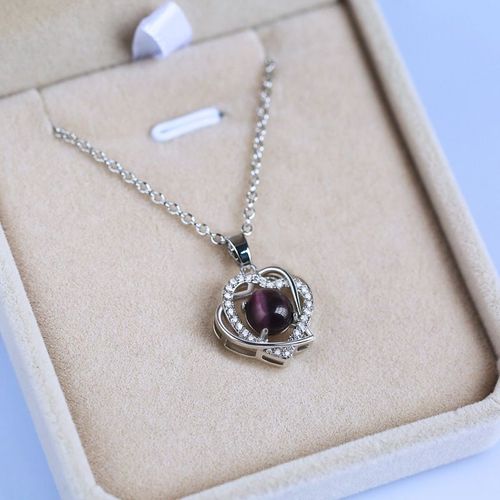 Green Purple Pink Heart To Heart Moon Zircon Collier Women's Clavicular Chain