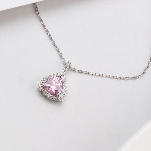 Platine Rose Diamant Triangle D'amour Collier Femme Clavicule