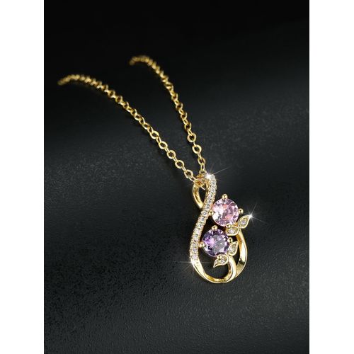 Or Creux 8 Lettres Rose Diamant Violet Diamant Tulipe Collier Femme Chaîne Claviculaire