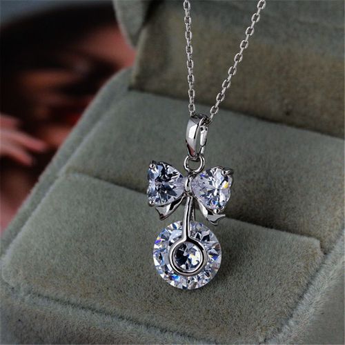 18k Collier De Zircon Autrichien Incrusté Blanc Chaîne Claviculaire Féminine