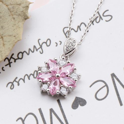 Vent Rose Platine Cerisier Collier Pétales Chaîne Claviculaire Collier Pour Femmes