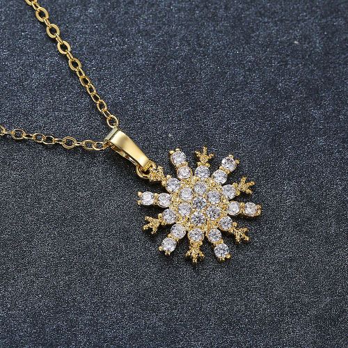 Rose Or Blanc Diamant Blanc Flocon De Neige Collier Femme Clavicule