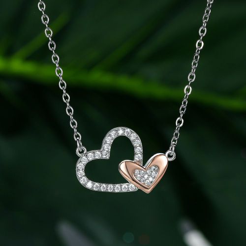 Double Couleur Platine Rose Or Double Amour Collier Femme Saint - Valentin Cadeau Chaîne