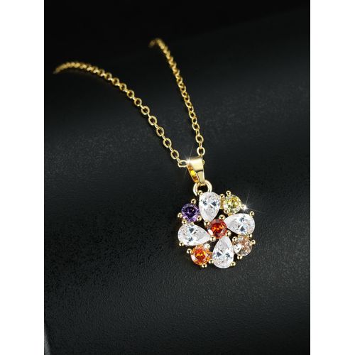 Collier De Zircon En Cristal Doré Pour Femmes