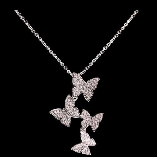 Platine Rose Or Mini Diamant Arc Collier Femme Clavicule