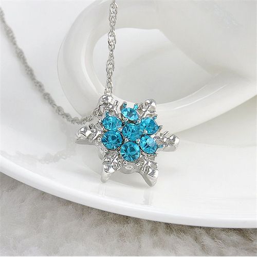 Collier Bleu Naturel Zircon Flocon De Neige Pour Femmes