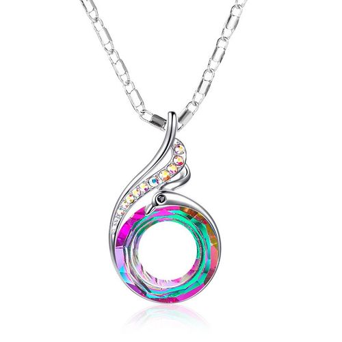 Collier De Transition Paon En Cristal De Couleur Pour Femmes