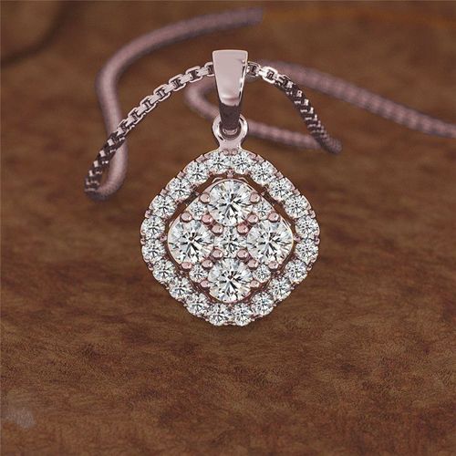 Platine Rose Or Classique Carré Huit C¿Urs Huit Flèches X Collier Pour Femmes