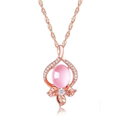 Collier En Or Rose Plaqué Pour Femmes Nobles Et Nobles Collier En Pierre Hibiscus