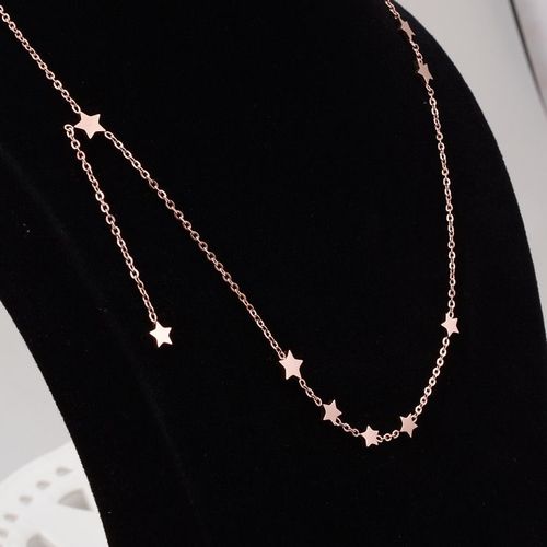 Bijoux Femme Rose Plaqué Or Étoile Neuf Étoiles Chaîne Cousue Collier Féminin Collier