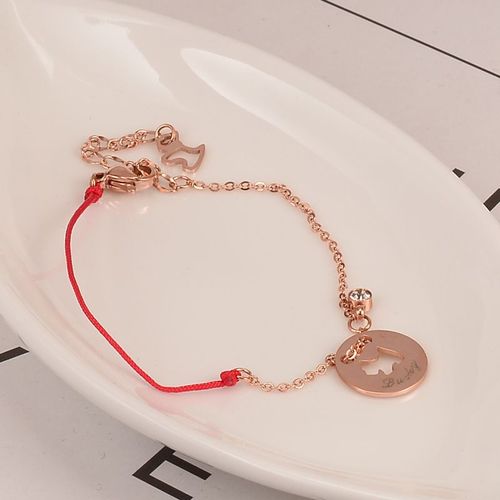 Bijoux Femme Bracelet De Corde Rouge En Pierre De Chien Femme Rose Or