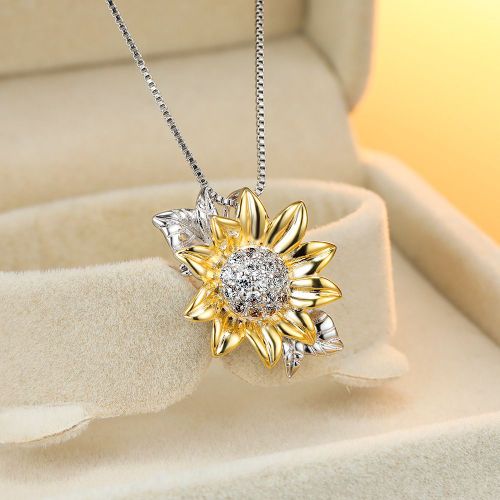 Collier De Tournesol Doré Chaîne Claviculaire Féminine