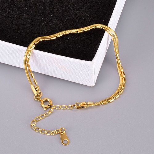 Bracelet À Double Couche Avec Chaîne De Perles Et Os De Serpent
