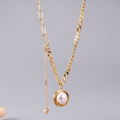 Pendentif Anneau Perle Diamant Collier Or Pendentif