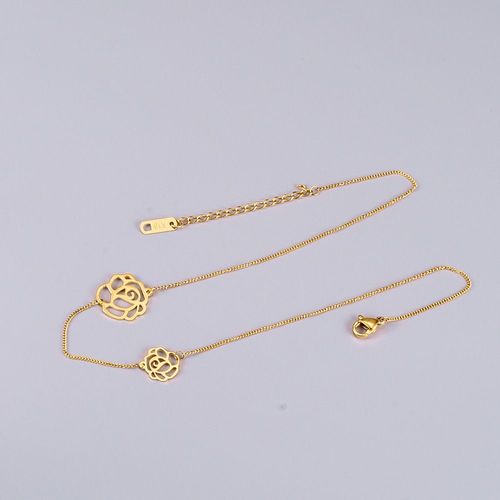 Collier De Camélia Noir Creux Plaqué Or Noir