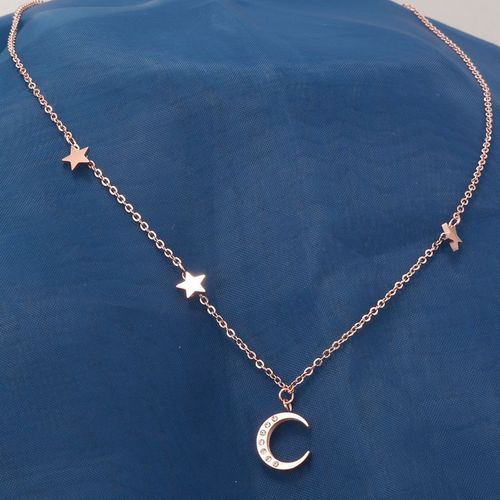 Collier Femme Rose Or Chaîne D'os Stellaire Bijoux En Acier