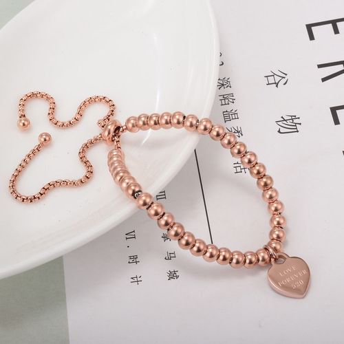 Bracelet D'amour Rond Pour Femmes Rose Plaqué Or Bracelet