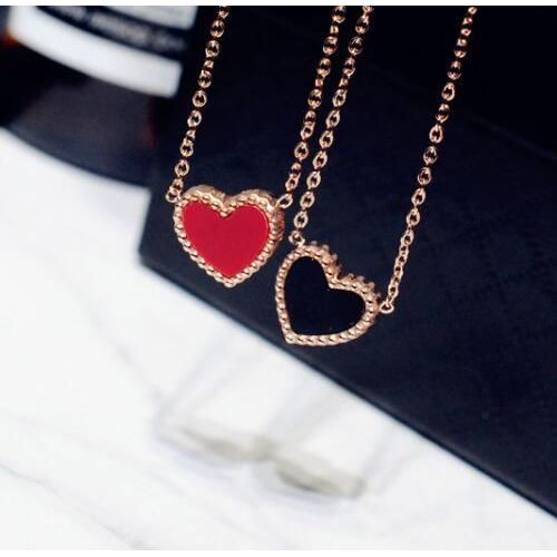 Rose Rouge Or Noir Double Clavicule Collier D'amour Féminin