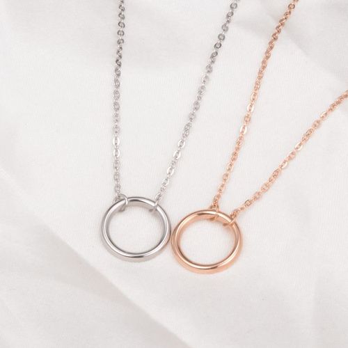 Collier Circulaire Géométrique Plaqué Or Rose