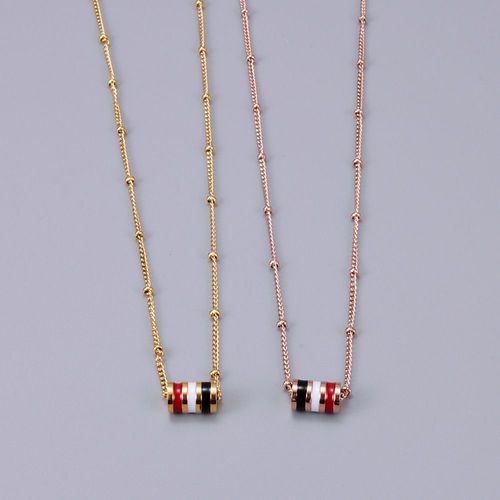 Collier Femme Couleur Or Rose Or Trois Couleurs Goutte - À - Goutte Baril D'huile Collier Or Chaîne Osseuse