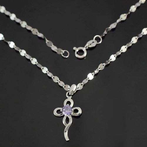 Pendentif En Cristal Violet De Princesse Argentée Chaîne Claviculaire Avec Collier De Robe