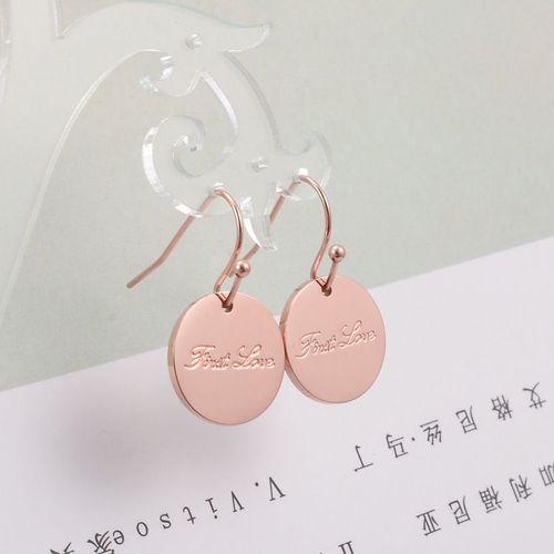 Rose Plaqué Or Scintillant Géométrie Circulaire Lettre Boucles D'oreilles Pour Femmes