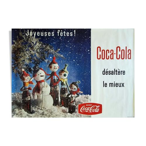 Affiche coca cola originale vintage 157x115 cm joyeuses ftes multicolore