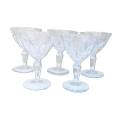 5 Verres Vin Estampills Cristal Saint Louis Transparent