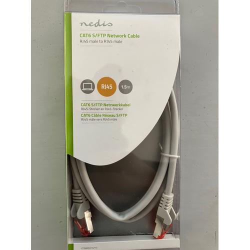 Nedis Câble réseau CAT6 S/FTP RJ4 5 (8P8C) Mâle - RJ45 8P 1 m Gris