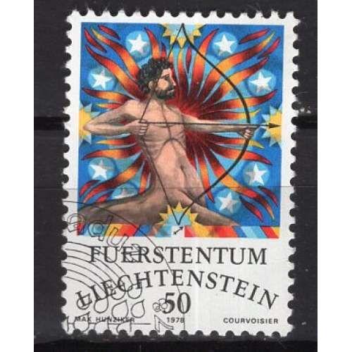 Liechtenstein 1978 Signe Du Zodiaque Le Sagitaire Oblitere